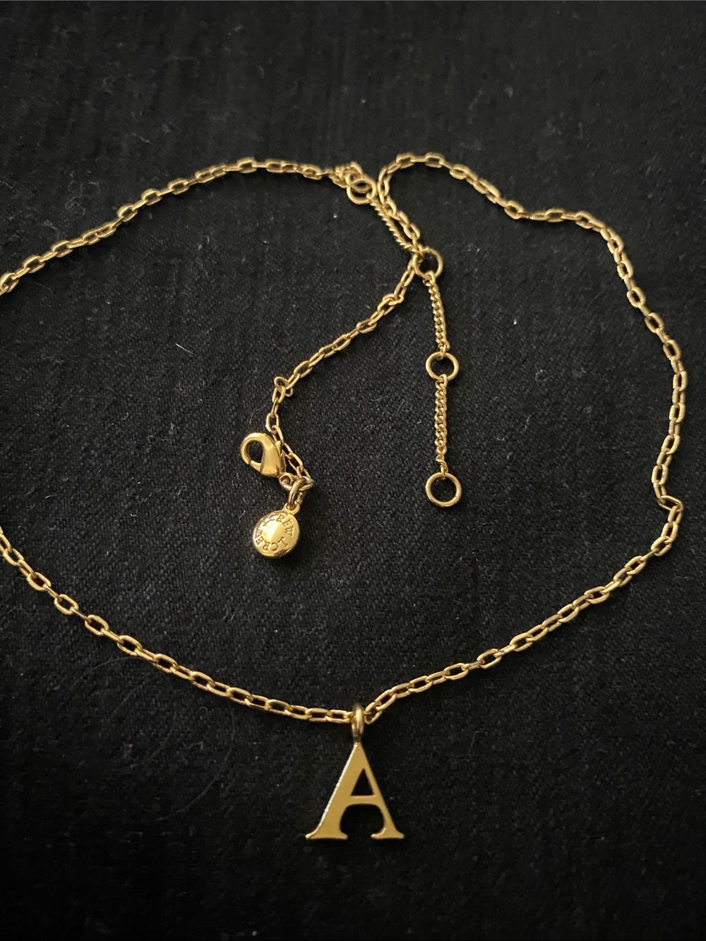 J. Crew gold tone initial “A” pendant necklace preowned and good condition